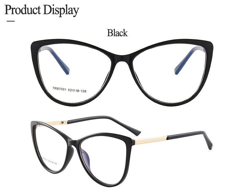 Hotony Woman's Full Rim Cat Eye TR 90 Resin Alloy Frame Eyeglasses 7001 Full Rim Hotony