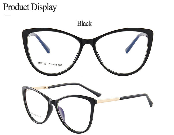 Hotony Woman's Full Rim Cat Eye TR 90 Resin Alloy Frame Eyeglasses 7001 Full Rim Hotony