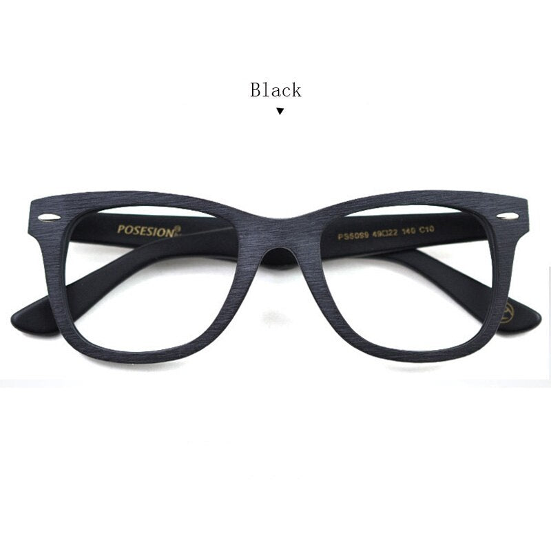 Hdcrafter Men's Full Rim Round Square Handcrafted Wood Frame Eyeglasses Ps6099 Full Rim Hdcrafter Eyeglasses Black