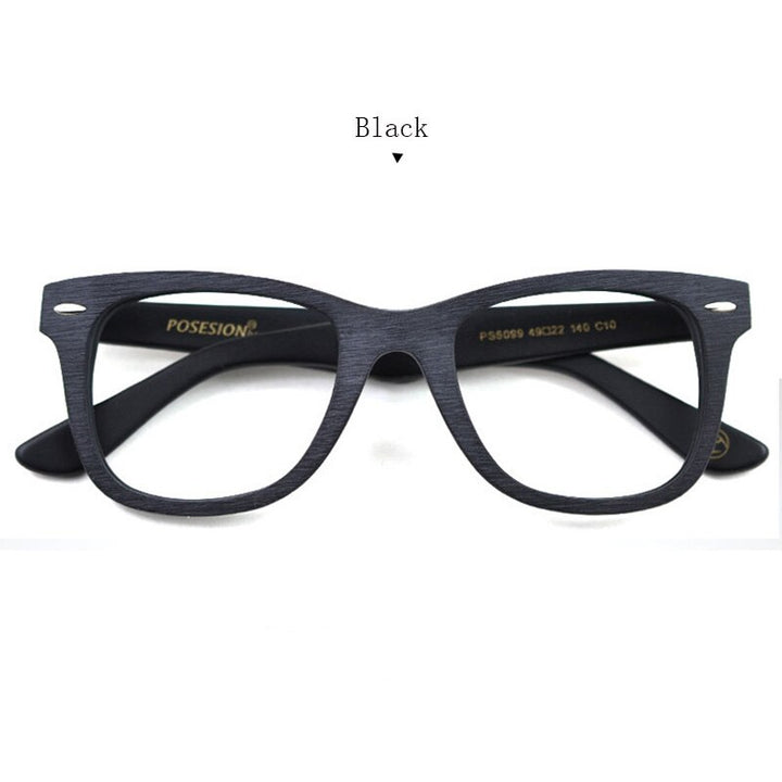 Hdcrafter Men's Full Rim Round Square Handcrafted Wood Frame Eyeglasses Ps6099 Full Rim Hdcrafter Eyeglasses Black