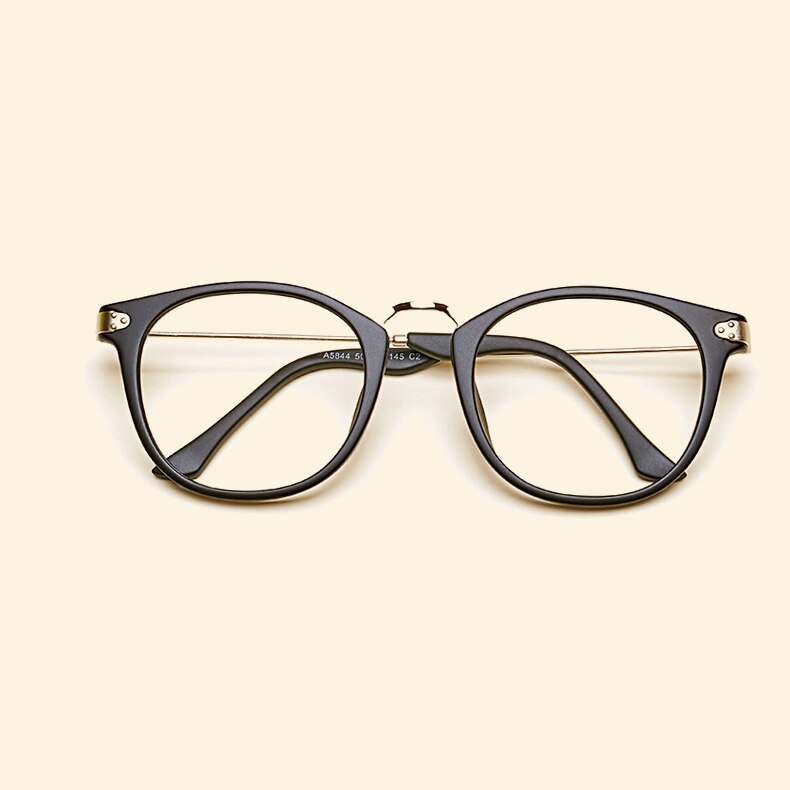 Oveliness Unisex Full Rim Round Tr 90 Titanium Alloy Eyeglasses 5844 Full Rim Oveliness matt black