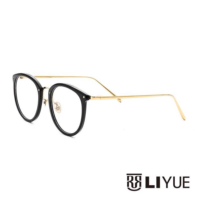 Oveliness Unisex Full Rim Round Alloy Acetate Eyeglasses 251 Full Rim Oveliness black