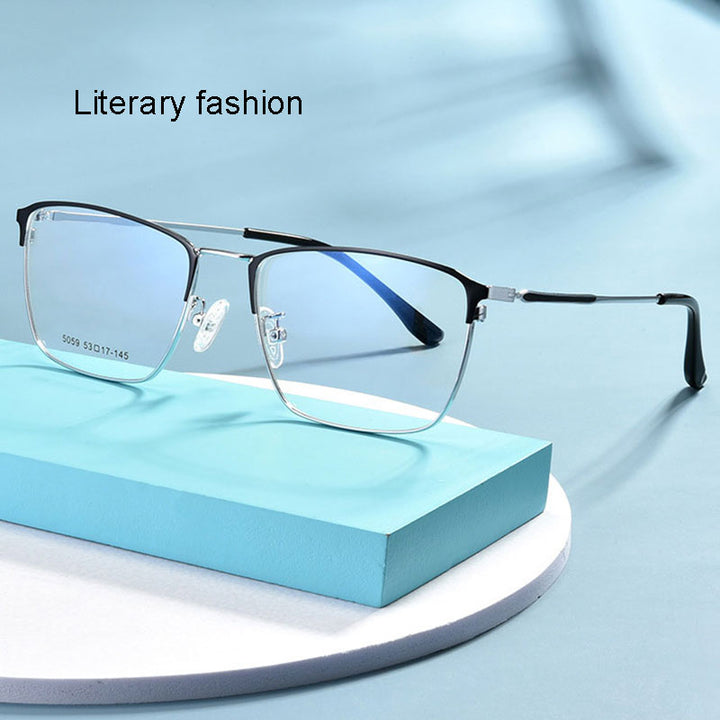 Hotochki Men's Full Rim Square Horned Acetate Alloy Eyeglasses 5059 Full Rim Hotochki