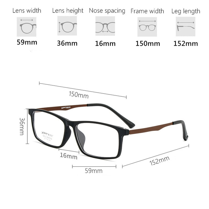 Yimaruili Men's Full Rim TR 90 Resin β Titanium Frame Eyeglasses 9830 Full Rim Yimaruili Eyeglasses