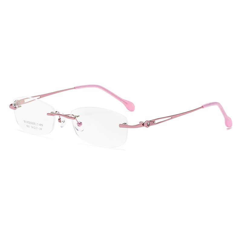 Zirosat 5901 Women's Eyeglasses Tint Lenses Diamond Cutting Rimless Titanium Rimless Zirosat pink