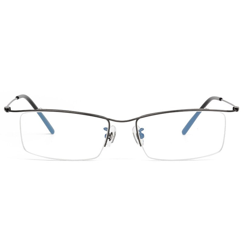Reven Jate Men's Eyeglasses Browline Half Rim Titanium Ej1010 Spectacles Semi Rim Reven Jate black