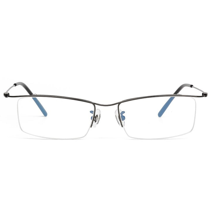 Reven Jate Men's Eyeglasses Browline Half Rim Titanium Ej1010 Spectacles Semi Rim Reven Jate black