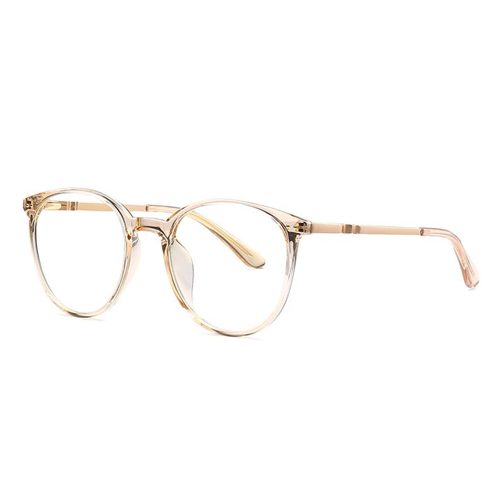 Hotochki Women's Full Rim Round TR-90 Resin Alloy Frame Eyeglasses 2055 Full Rim Hotochki Yellow