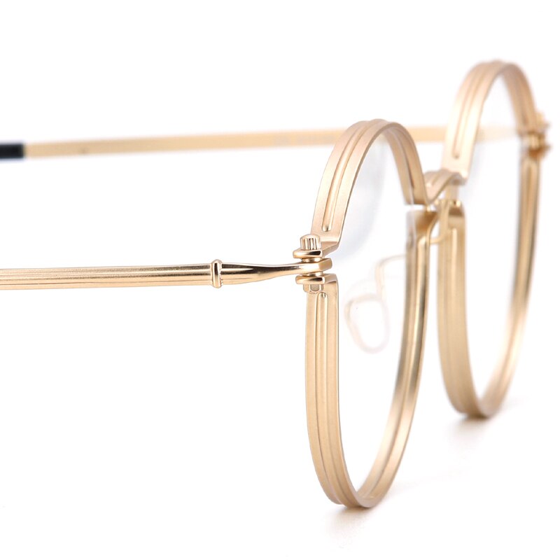 Muzz Unisex Full Rim Round Brushed Titanium Screwless Frame Eyeglasses Tav Full Rim Muzz