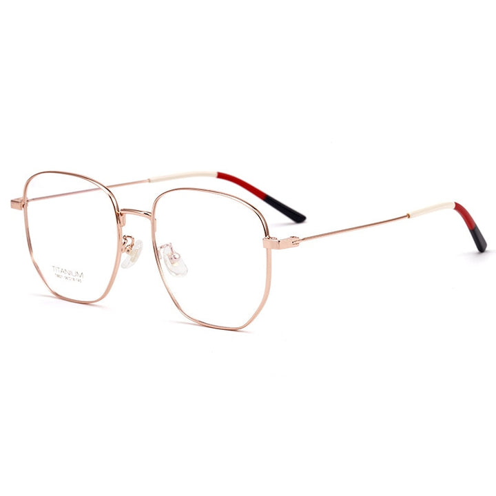 Yimaruili Unisex Full Rim Titanium Polygon Frame Eyeglasses T8821 Full Rim Yimaruili Eyeglasses Rose Gold