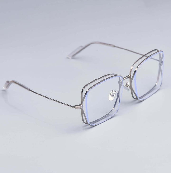 CCspace Women's Full Rim Square Alloy Frame Sunglasses 53019 Sunglasses CCspace silver-clear