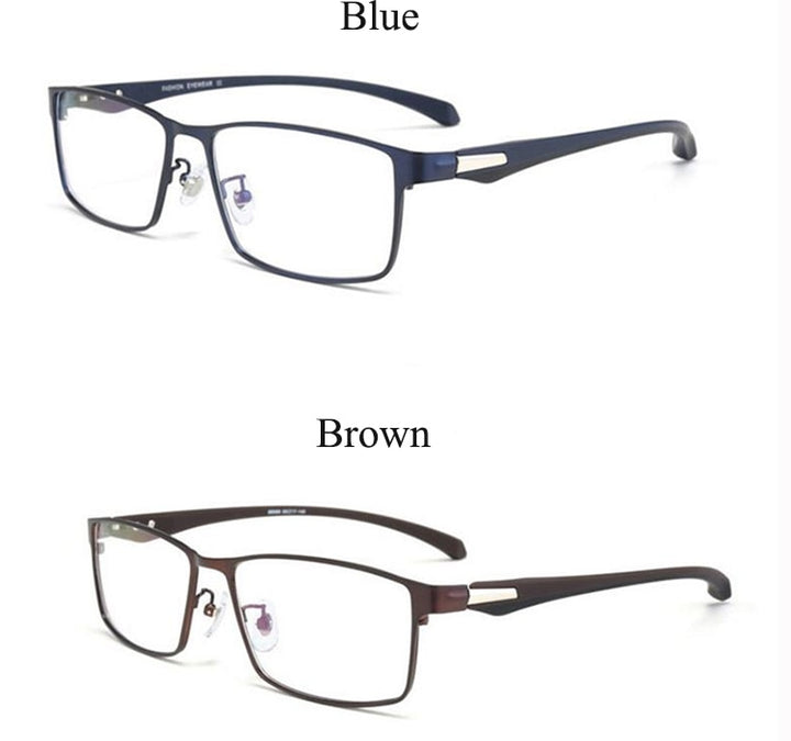 Bclear Men's Semi Rim Square Titanium Alloy Eyeglasses 66071 Semi Rim Bclear