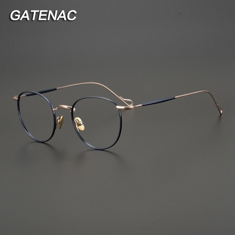 Gatenac Unisex Full Rim Round Titanium Frame Eyeglasses Gxyj491 Full Rim Gatenac