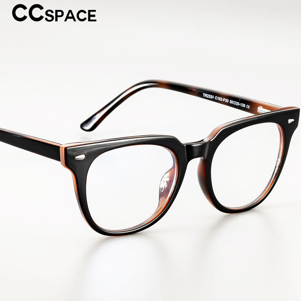 CCspace Unisex Full Rim Oval Square Tr 90 Titanium Frame Eyeglasses 51026 Full Rim CCspace