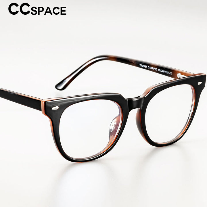 CCspace Unisex Full Rim Oval Square Tr 90 Titanium Frame Eyeglasses 51026 Full Rim CCspace