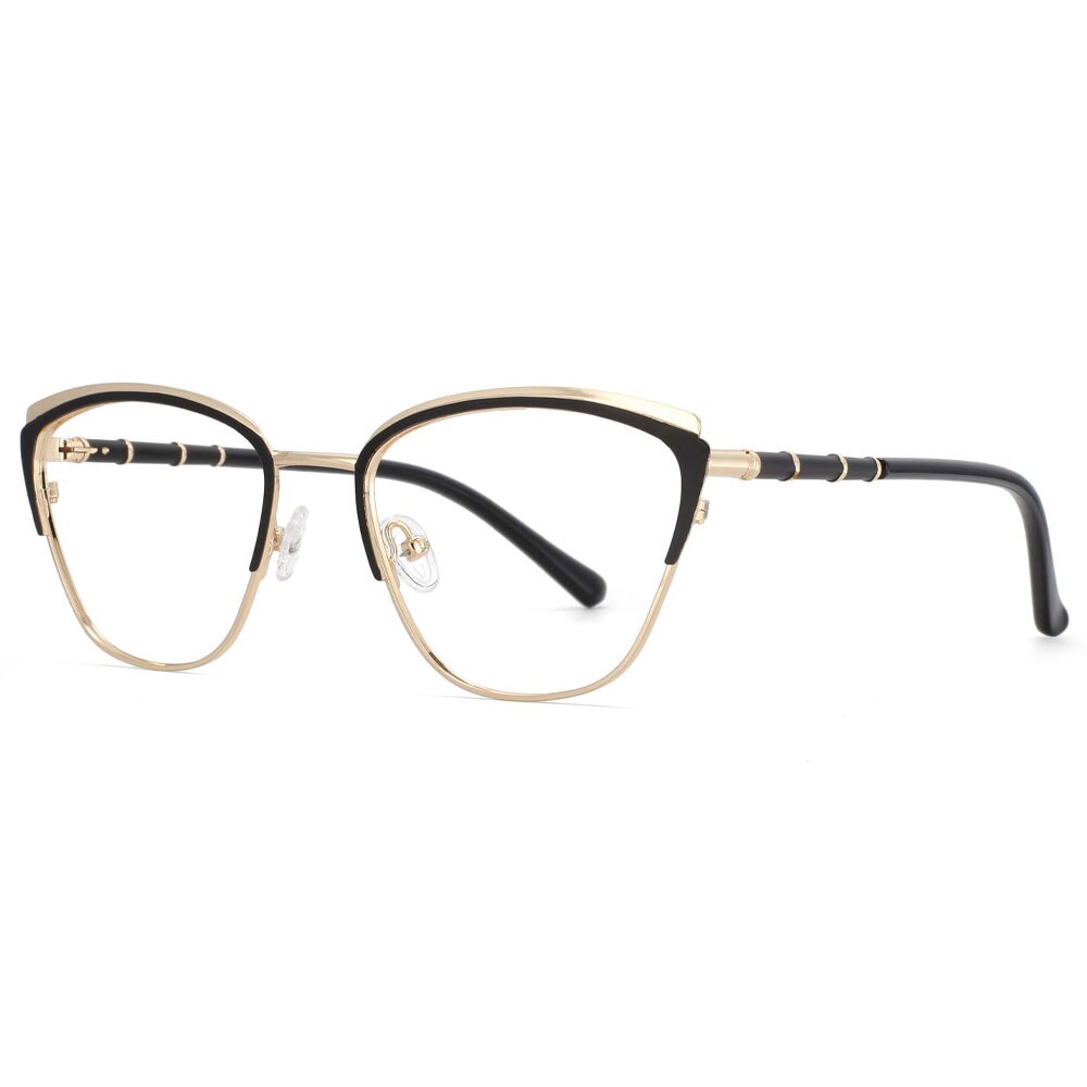 CCspace Women's Full Rim Square Cat Eye Alloy Frame Eyeglasses 53867 Full Rim CCspace black