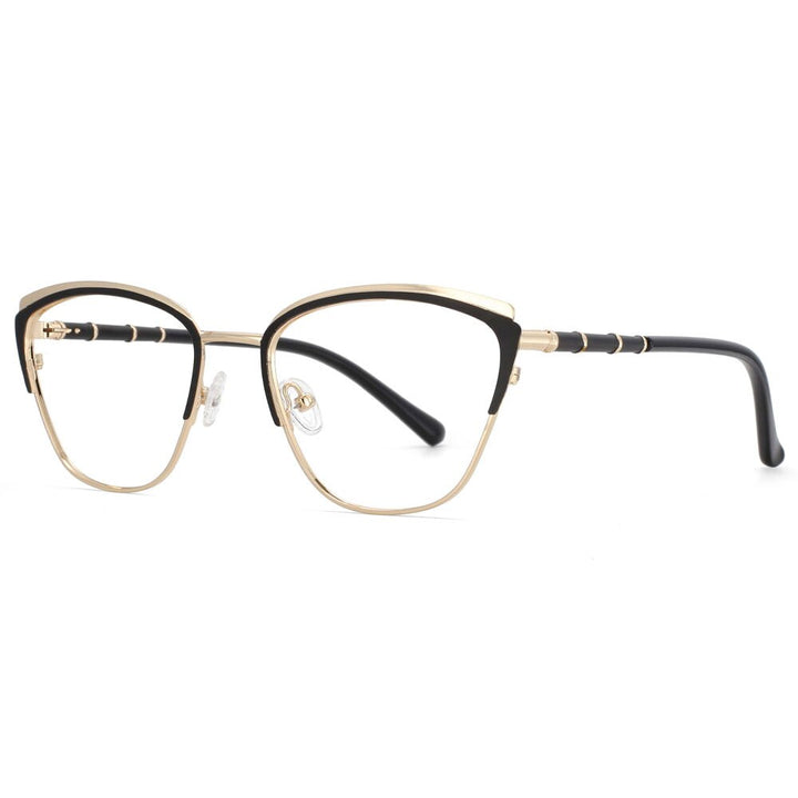 CCspace Women's Full Rim Square Cat Eye Alloy Frame Eyeglasses 53867 Full Rim CCspace black