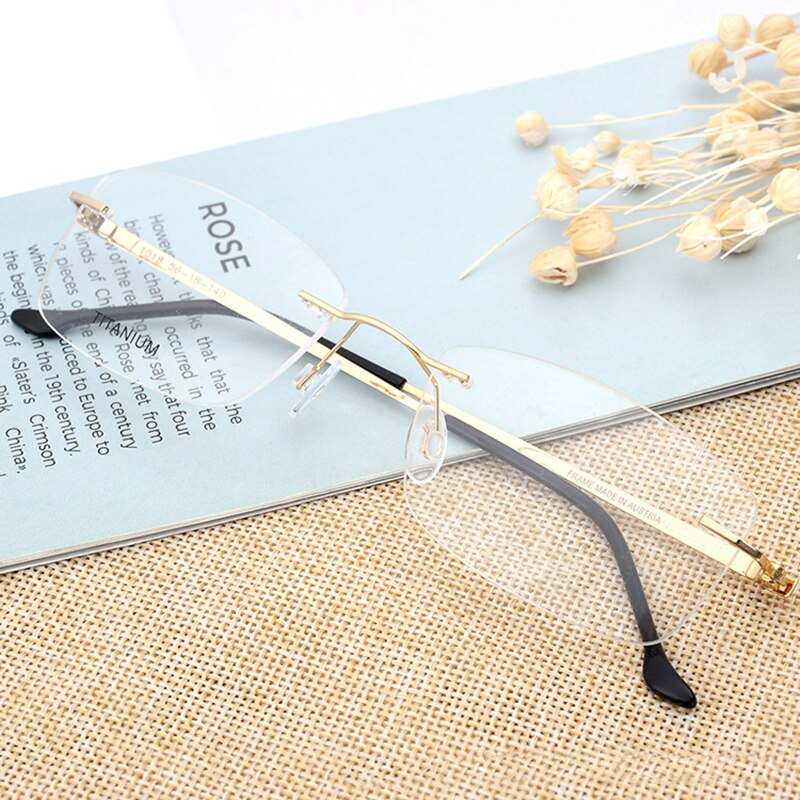 Hotony Unisex Rimless Alloy Frame Rectangle Lens Eyeglasses Rw004 Rimless Hotony
