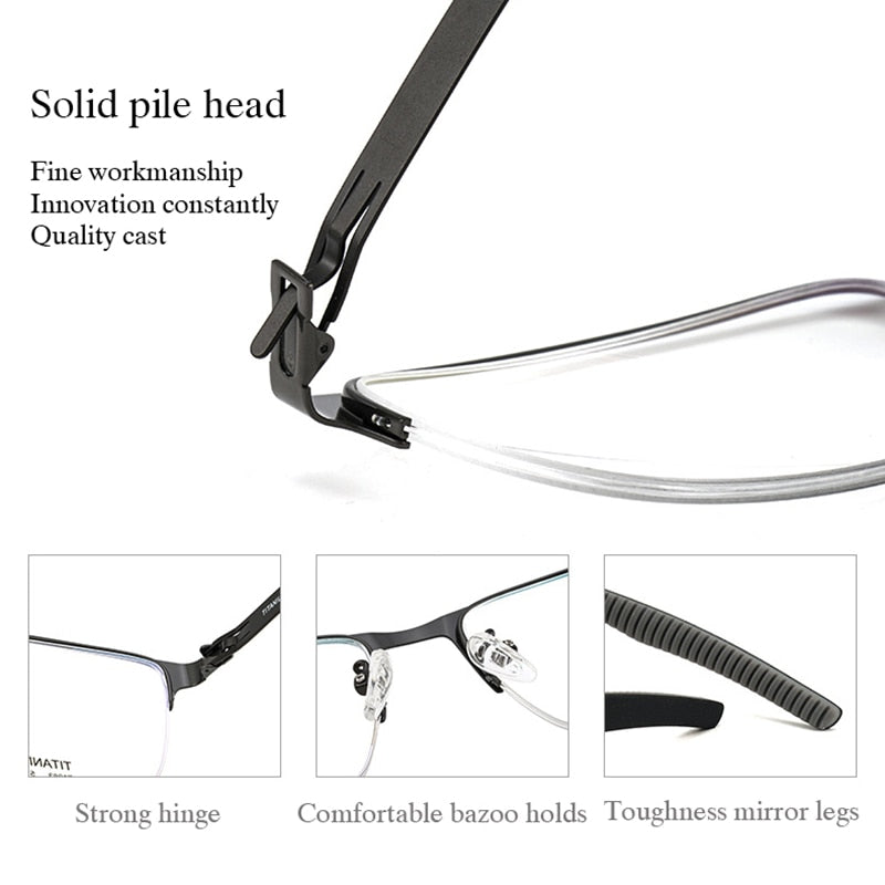 Hotochki Men's Semi Rim TitaniumAlloy IP Plated Frame Eyeglasses F1983 Semi Rim Hotochki