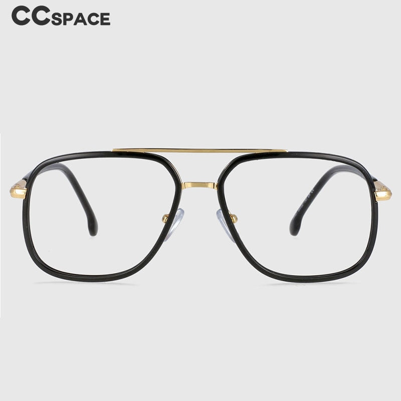 CCspace Unisex Full Rim Square Double Bridge Tr 90 Titanium Frame Eyeglasses 53947 Full Rim CCspace