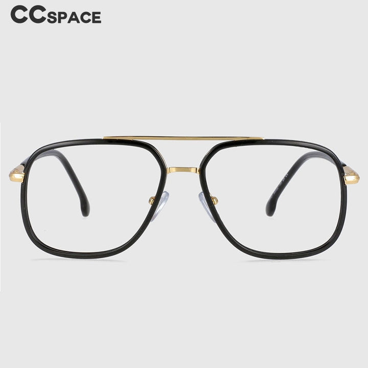 CCspace Unisex Full Rim Square Double Bridge Tr 90 Titanium Frame Eyeglasses 53947 Full Rim CCspace
