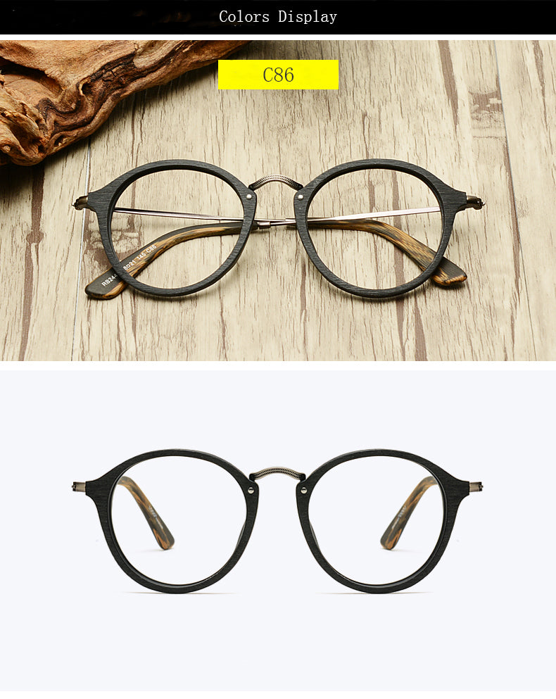 Hdcrafter Unisex Full Rim Round Wood Frame Eyeglasses Rb2447 Full Rim Hdcrafter Eyeglasses
