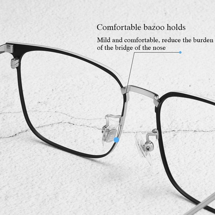 Hotochki Men's Semi Rim Beta Titanium Alloy IP Plated Frame Eyeglasses 80092 Semi Rim Hotochki