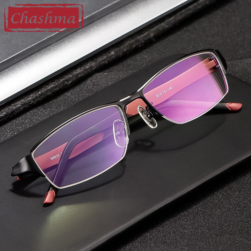 Chashma Men's Semi Rim Square Alloy Eyeglasses 8826 Semi Rim Chashma