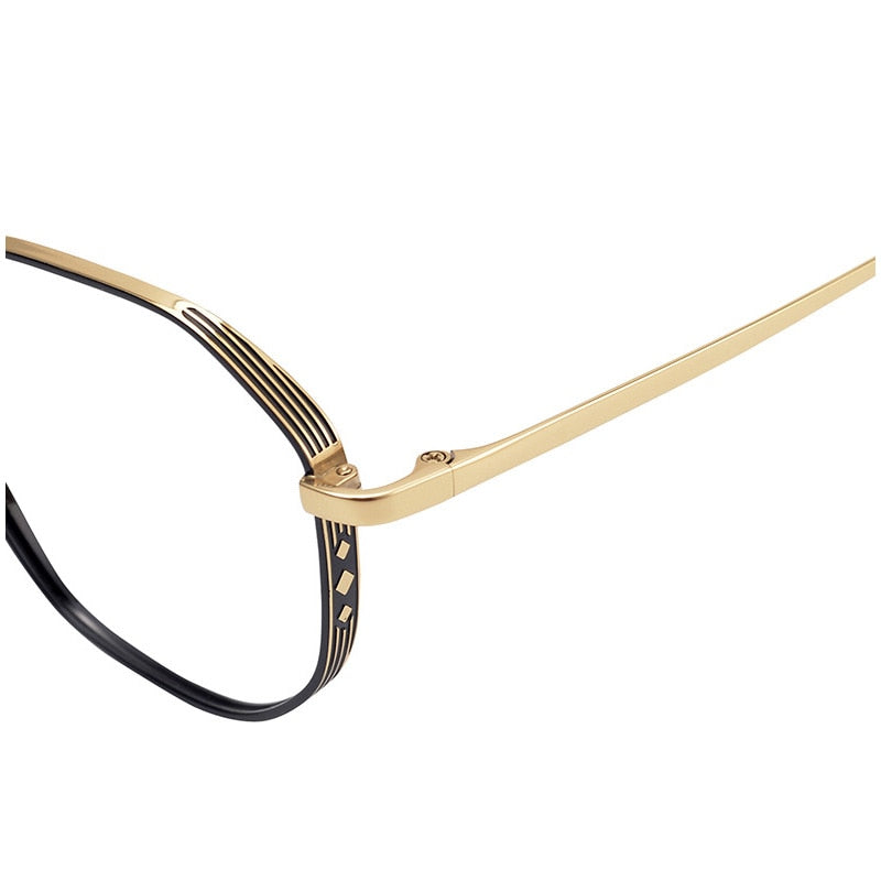 Muzz Unisex Full Rim Round Polygonal Titanium Frame Eyeglasses 32 Full Rim Muzz