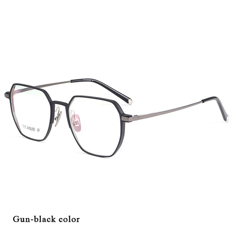 Hotochki Unisex Full Rim Titanium Alloy IP Plated Frame Eyeglasses 66004 Full Rim Hotochki Gun Black