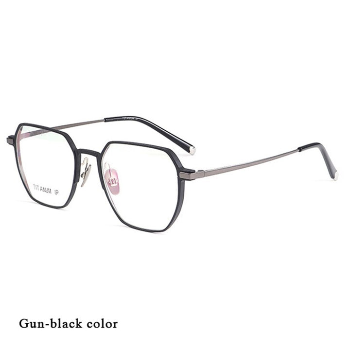 Hotochki Unisex Full Rim Titanium Alloy IP Plated Frame Eyeglasses 66004 Full Rim Hotochki Gun Black