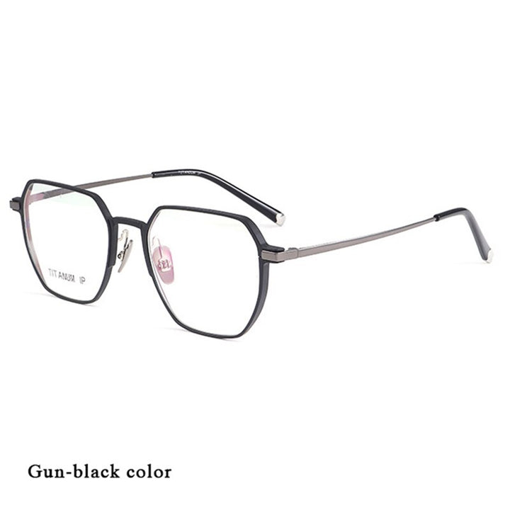 Hotochki Unisex Full Rim Titanium Alloy IP Plated Frame Eyeglasses 66004 Full Rim Hotochki Gun Black  