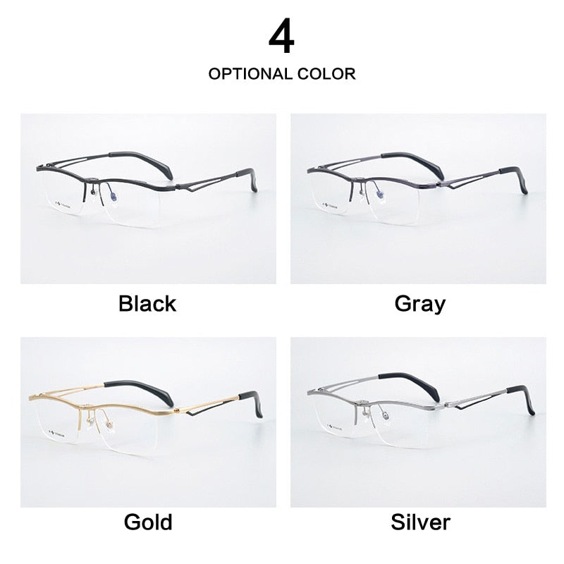 Hdcrafter Unisex Semi Rim Rectangle Titanium Flip Up Frame Eyeglasses T18044 Semi Rim Hdcrafter Eyeglasses