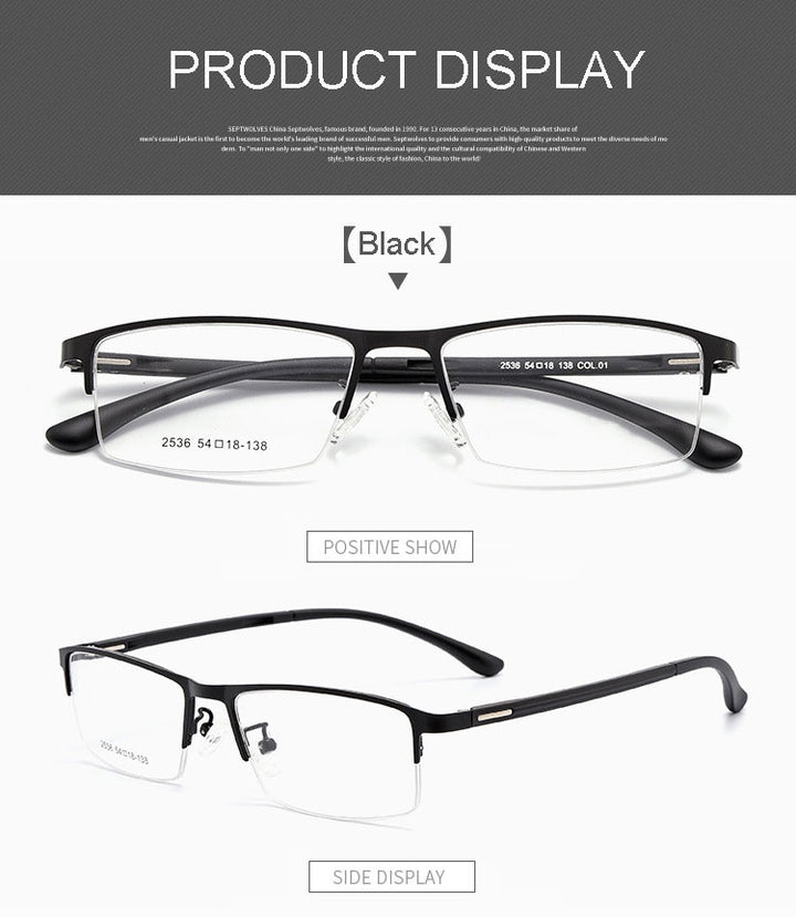 Hotochki Men's Semi Rim TR-90 Resin Alloy Frame Eyeglasses Semi Rim Hotochki