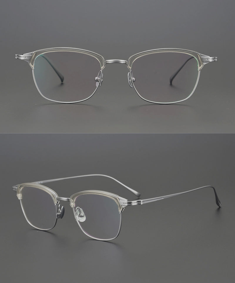 Gatenac Unisex Full Rim Square Titanium Acetate Frame Eyeglasses Gxyj688 Full Rim Gatenac