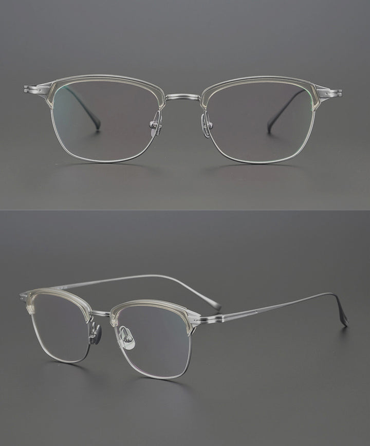 Gatenac Unisex Full Rim Square Titanium Acetate Frame Eyeglasses Gxyj688 Full Rim Gatenac
