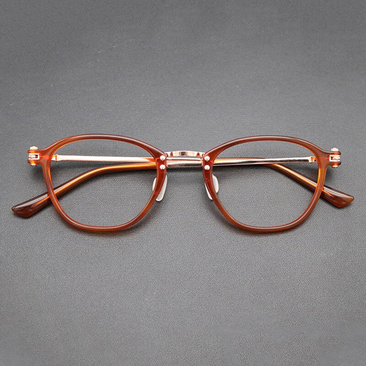 Gatenac Unisex Full Rim Square Titanium Acetate Frame Eyeglasses Gxyj697 Full Rim Gatenac