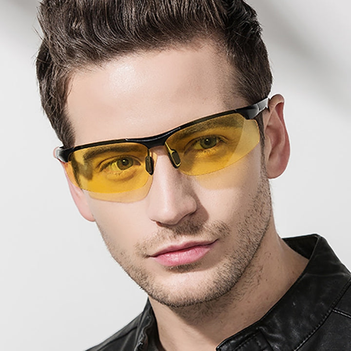 Aidien Men's Semi Rim Aluminum Magnesium Frame Myopic Polarized Sunglasses D8177 Sunglasses Aidien Night Vision 0 