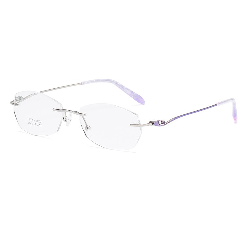 Zirosat 9148 Women's Eyeglasses Titanium Rimless Eyewear Diamond Trimmed Rimless Zirosat