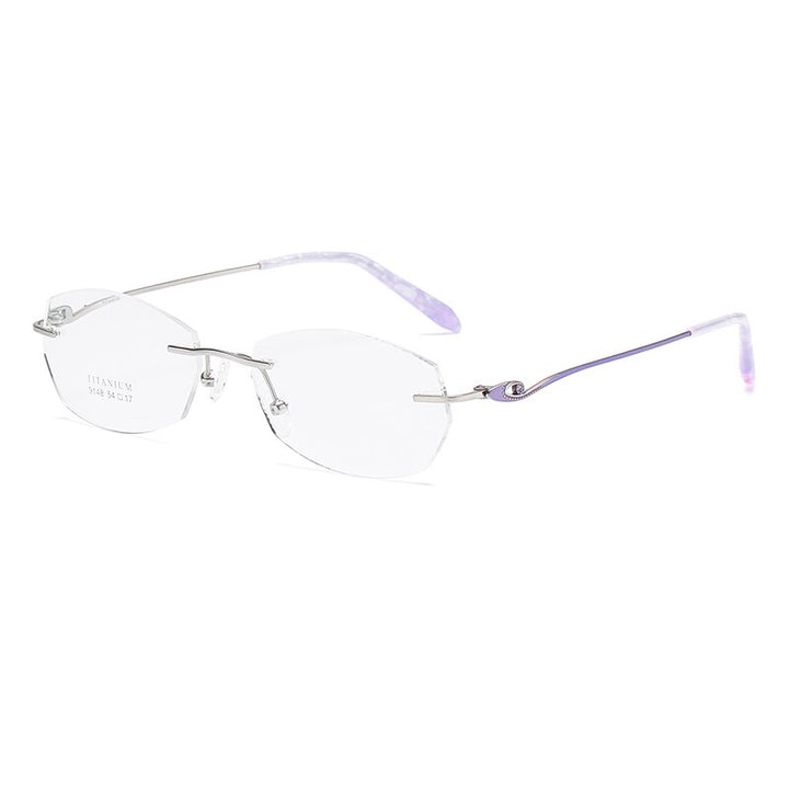 Zirosat 9148 Women's Eyeglasses Titanium Rimless Eyewear Diamond Trimmed Rimless Zirosat