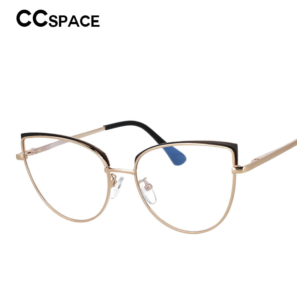 CCspace Unisex Full Rim Cat Eye Alloy Frame Eyeglasses 53101 Full Rim CCspace