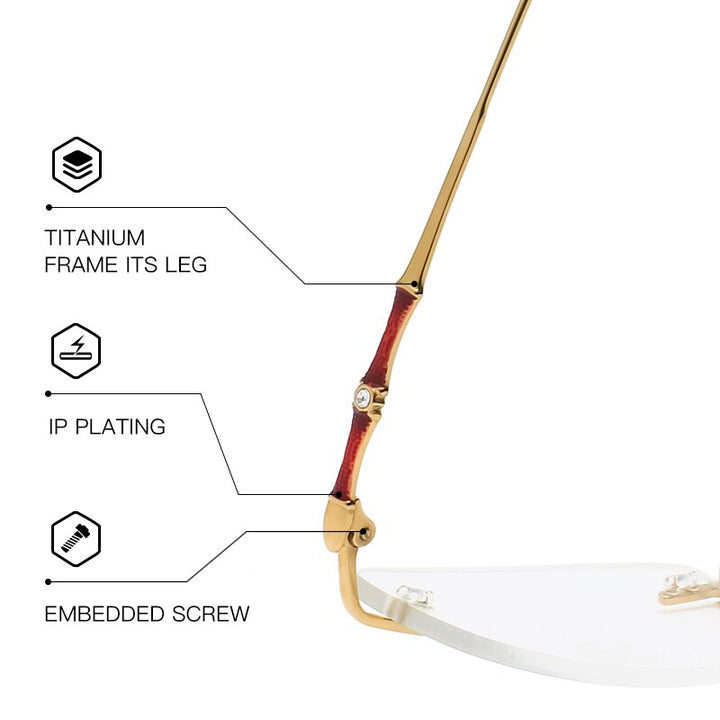 Zirosat 2879 Women's Eyeglasses Titanium Rimless Diamond Trimmed Rimless Zirosat