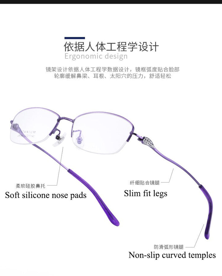 Women's Semi Rim IP Electronic Titanium Plated Frame Lr7883 Semi Rim Bclear