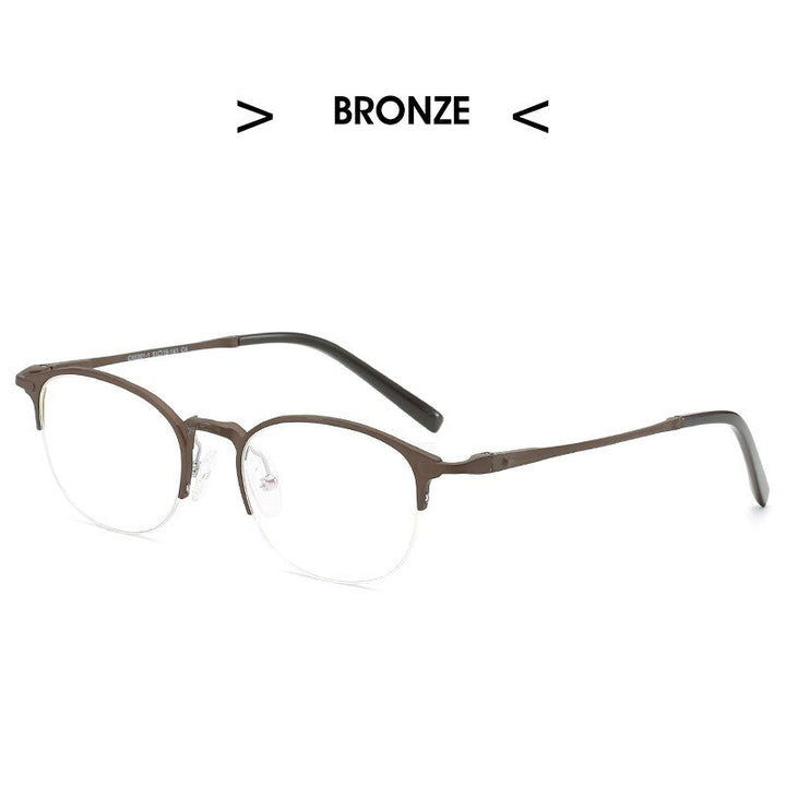 Hdcrafter Unisex Semi Rim Round TR 90 Titanium Frame Eyeglasses 6301 Semi Rim Hdcrafter Eyeglasses Auburn