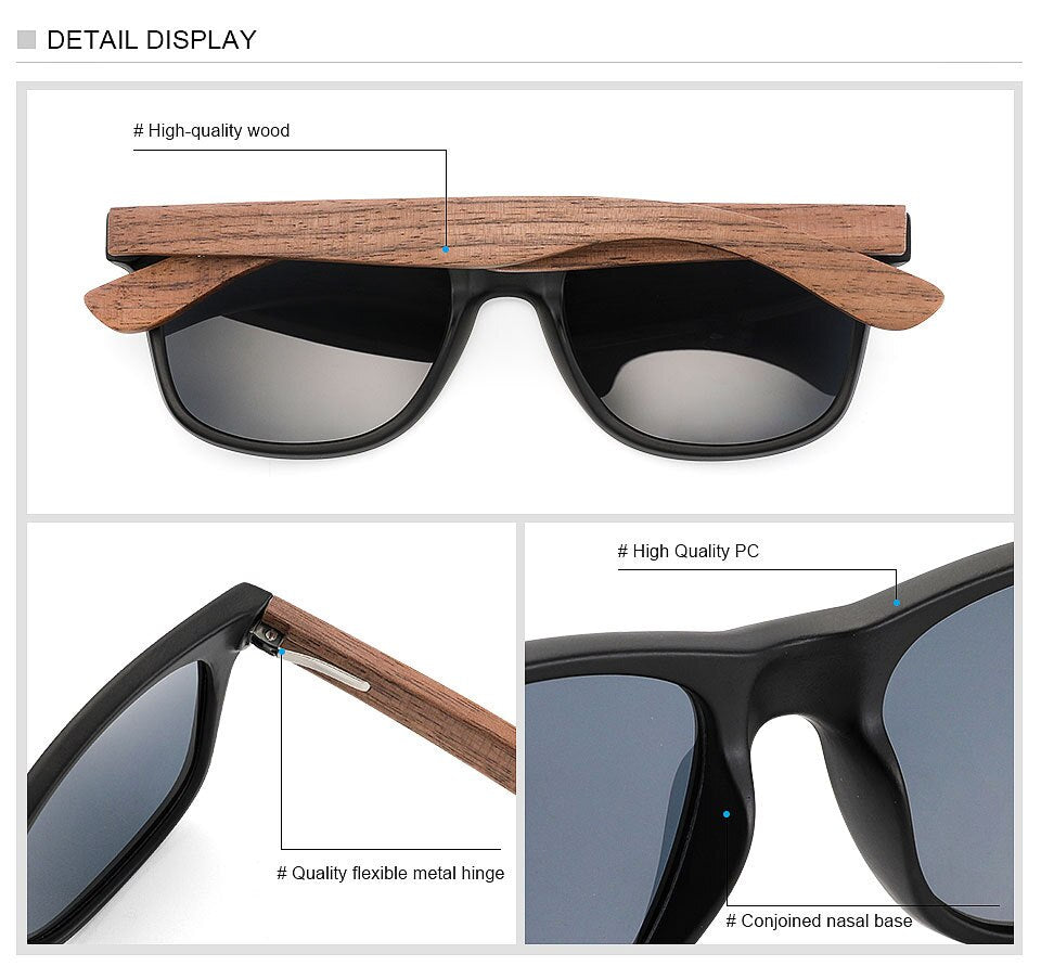 Yimaruili Men's Full Rim Wood Resin Frame HD Polarized Sunglasses 8004 Sunglasses Yimaruili Sunglasses