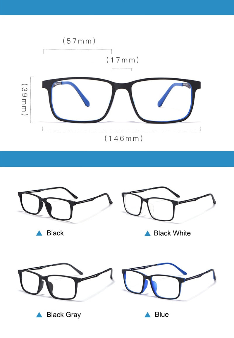 Hotony Unisex Full Rim TR 90 Square Frame Titanium Temple Eyeglasses 8838 Full Rim Hotony