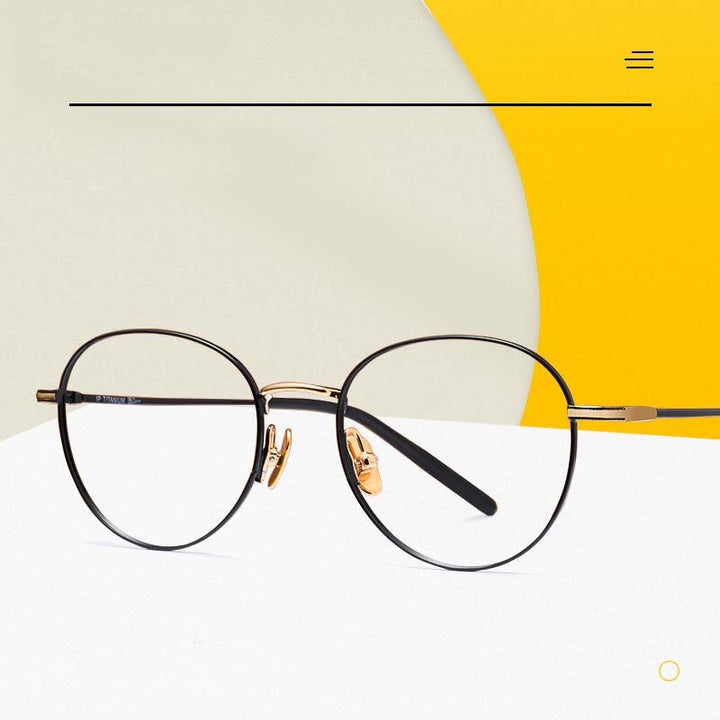 Muzz Unisex Full Rim Round B Titanium Frame Eyeglasses 15022 Full Rim Muzz