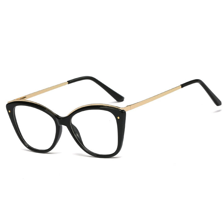CCspace Unisex Full Rim Square Cat Eye Tr 90 Titanium Frame Eyeglasses 48168 Full Rim CCspace C1black