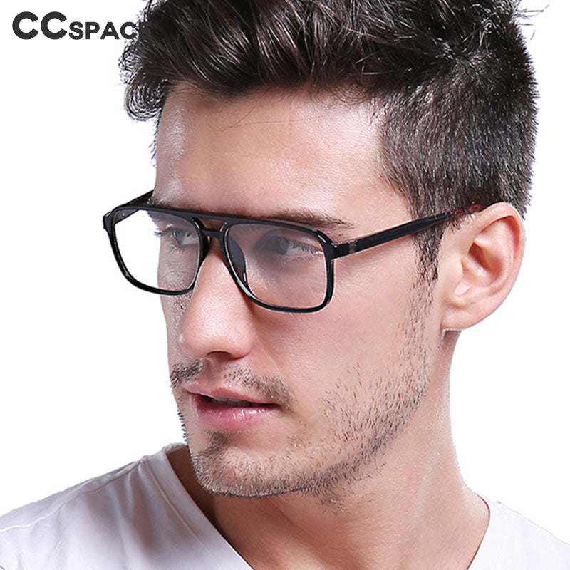 CCspace Unisex Full Rim Square Double Bridge Tr 90 Titanium Frame Eyeglasses 45844 Full Rim CCspace