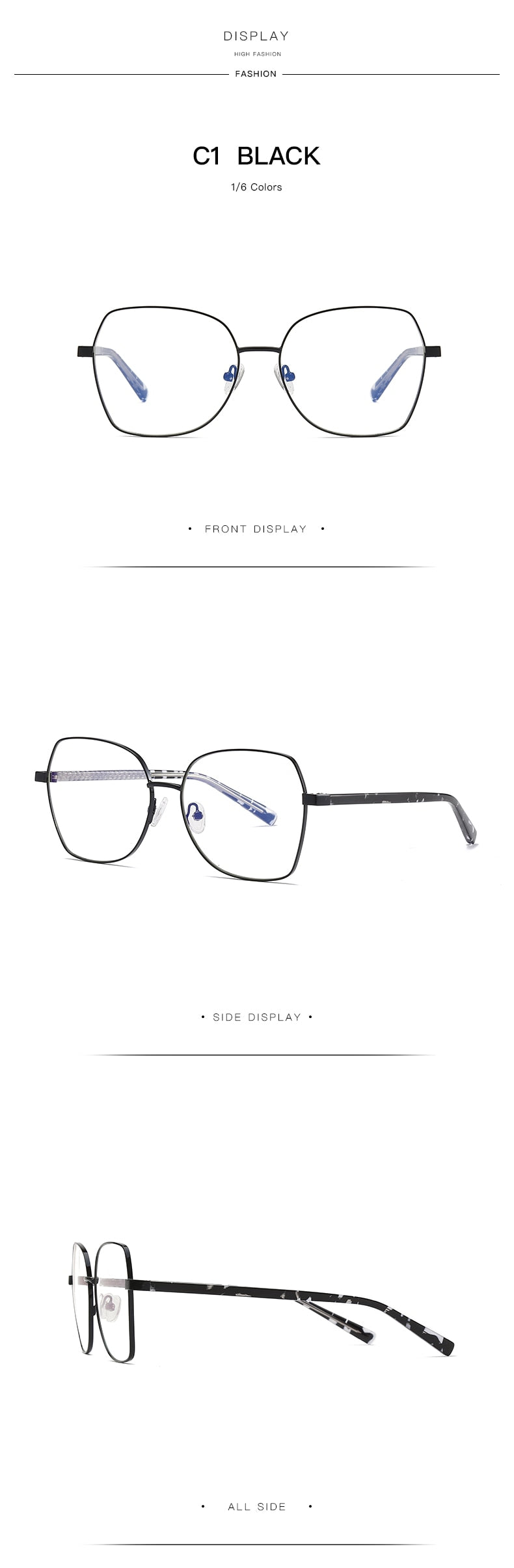 Hotochki Women's Full Rim Polygon TR-90 Resin Alloy Frame Eyeglasses 3004 Full Rim Hotochki